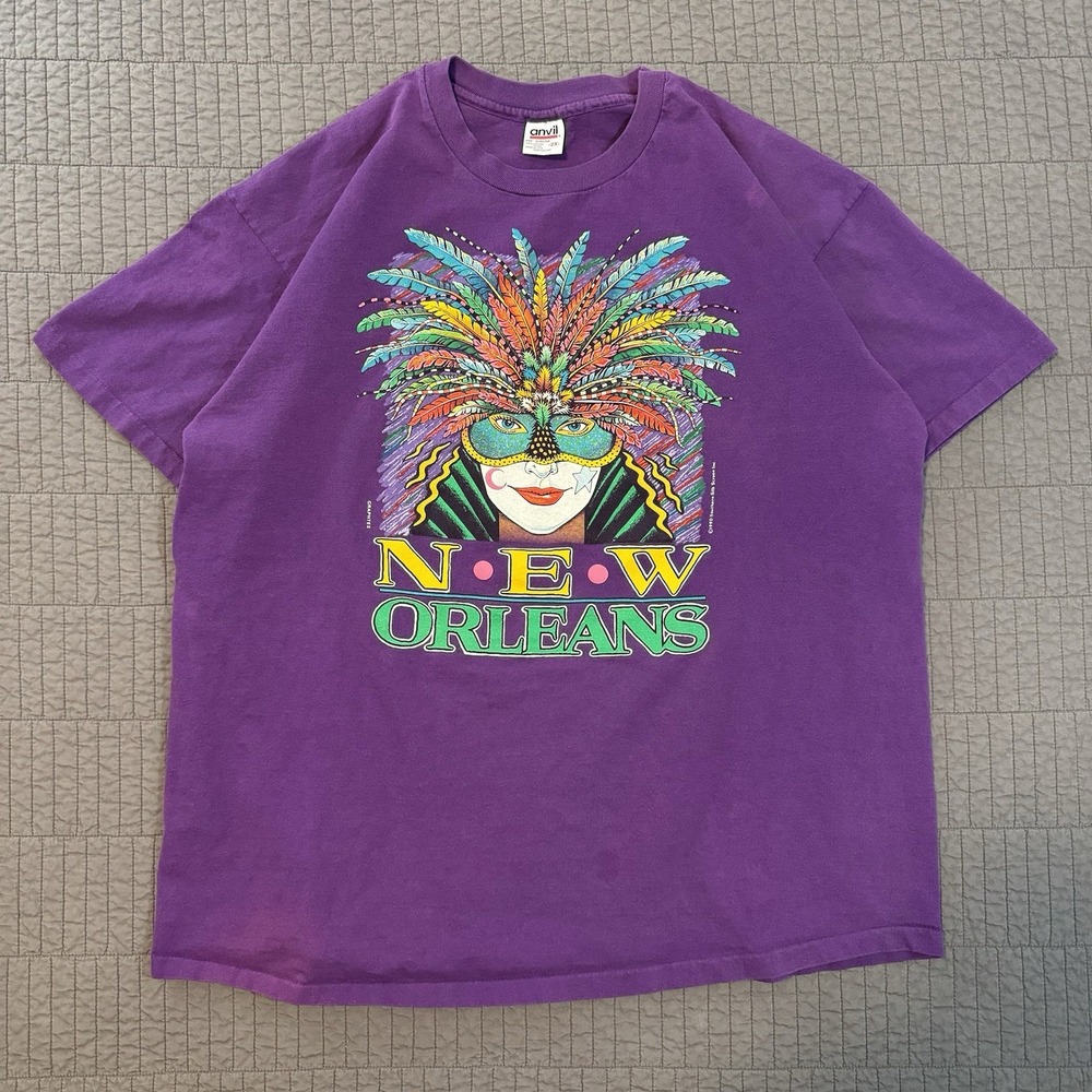 Anvil Purple New Orleans Mardi Gras Graphic Tee